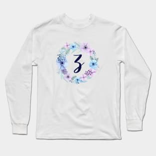 Floral Monogram Z Icy Winter Blossoms Long Sleeve T-Shirt